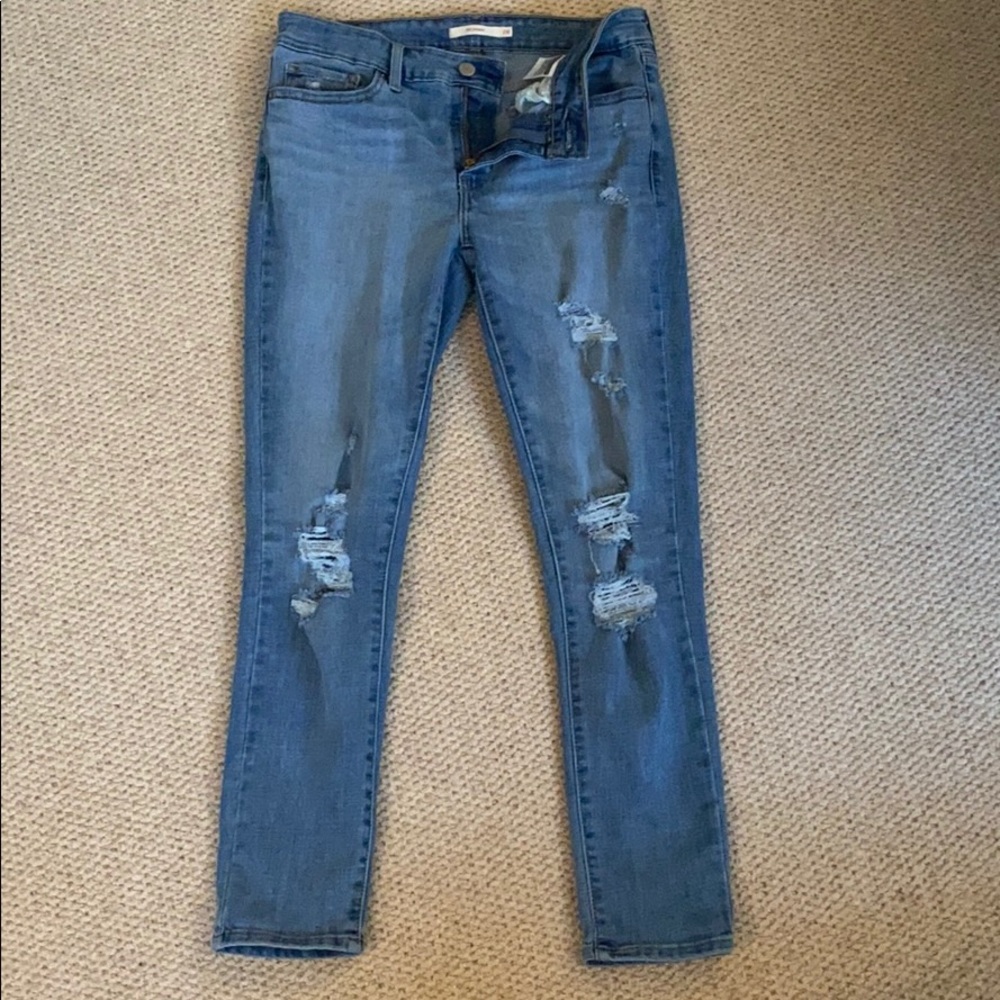 Blue ripped jeans